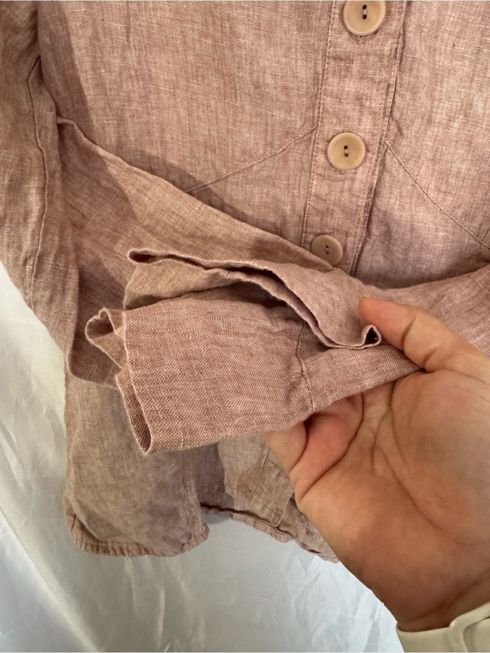FLAX | 100% Linen Button-Down Blouse Pink Mauve Size P - Picture 5 of 7